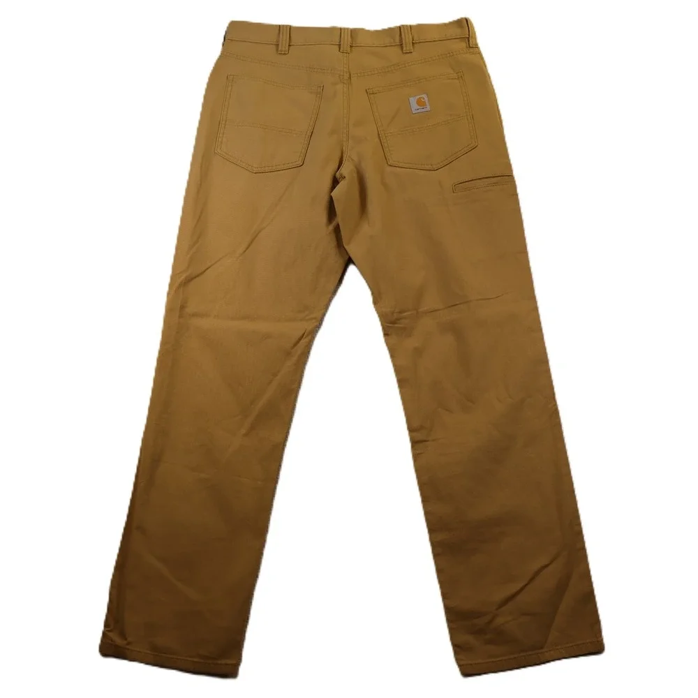 Carhartt Mens 34x32 Canvas Work Pants Brown Rugged Flex Relaxed Fit BN2517-M